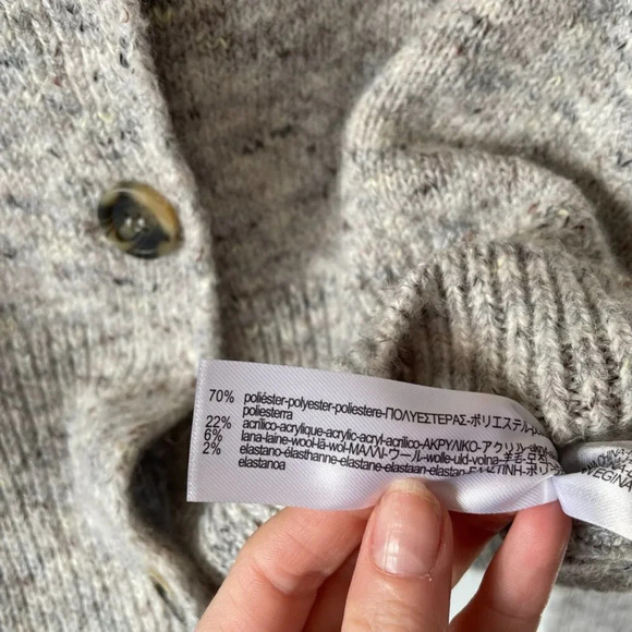Zara Wool Blend Button Collar Knit Cardigan Heather Grey Size Medium - Picture 10 of 10